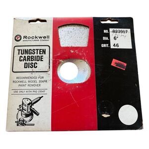 Rockwell Tungsten Carbide 6”  Diameter 46 Grit Disc No. 823917 NOS